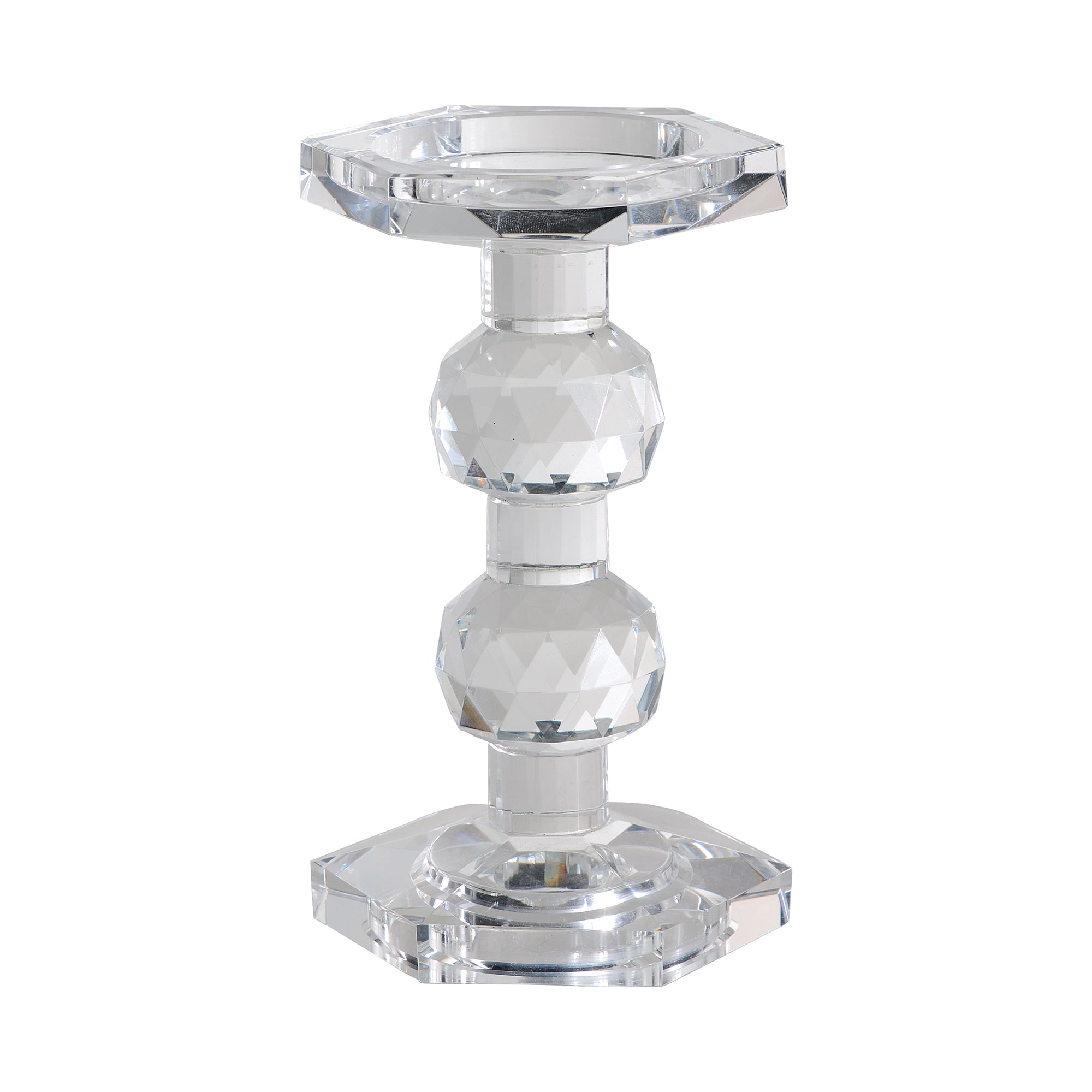 7 Inch Candle Holder Crystal Glass Solid Turned Pillar Clear-zoom-1