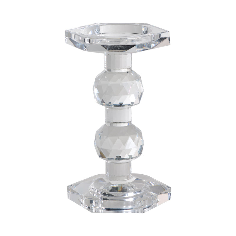 7 Inch Candle Holder Crystal Glass Solid Turned Pillar Clear-zoom-