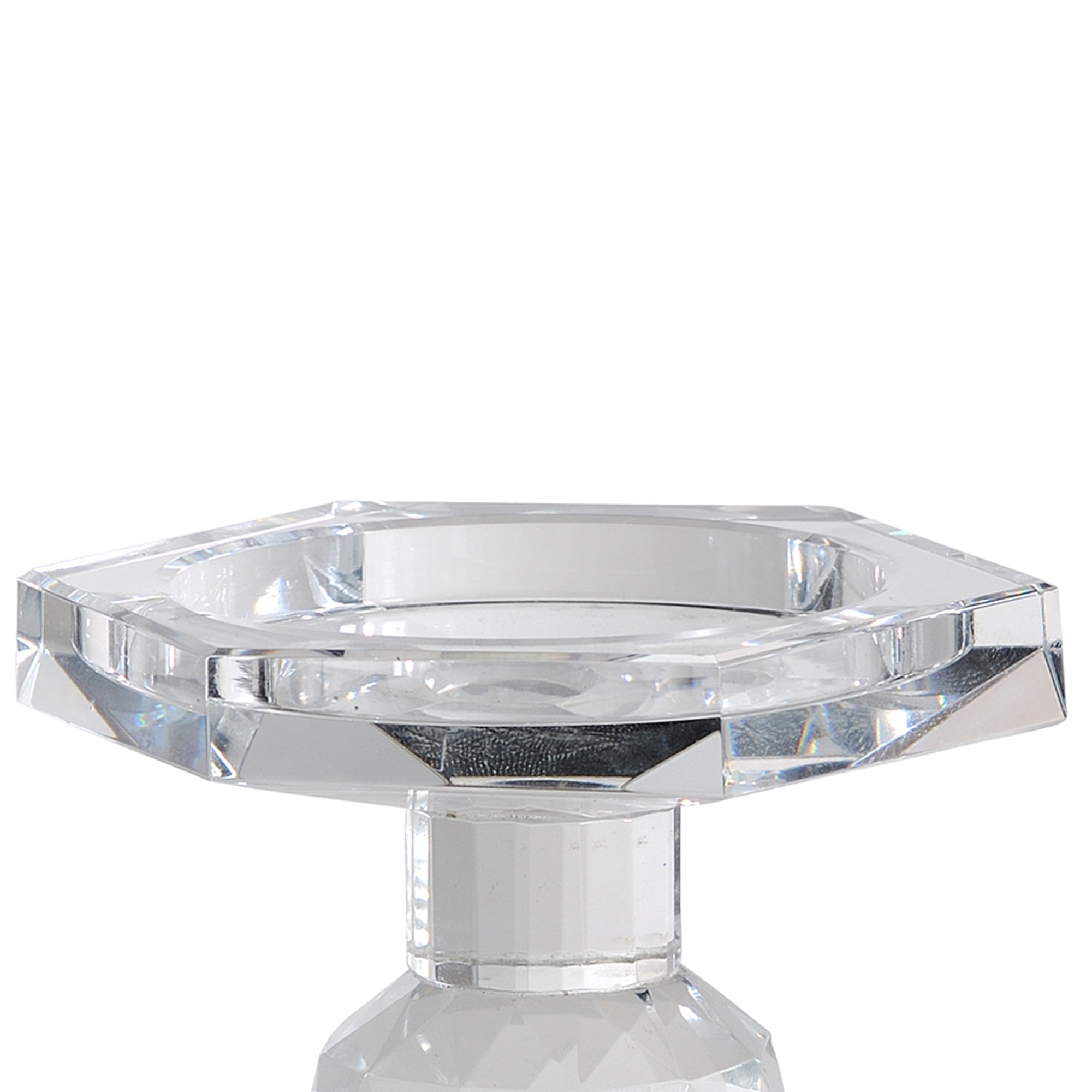 7 Inch Candle Holder Crystal Glass Solid Turned Pillar Clear-zoom-2
