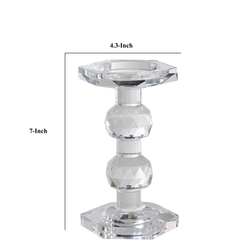 7 Inch Candle Holder Crystal Glass Solid Turned Pillar Clear-zoom-