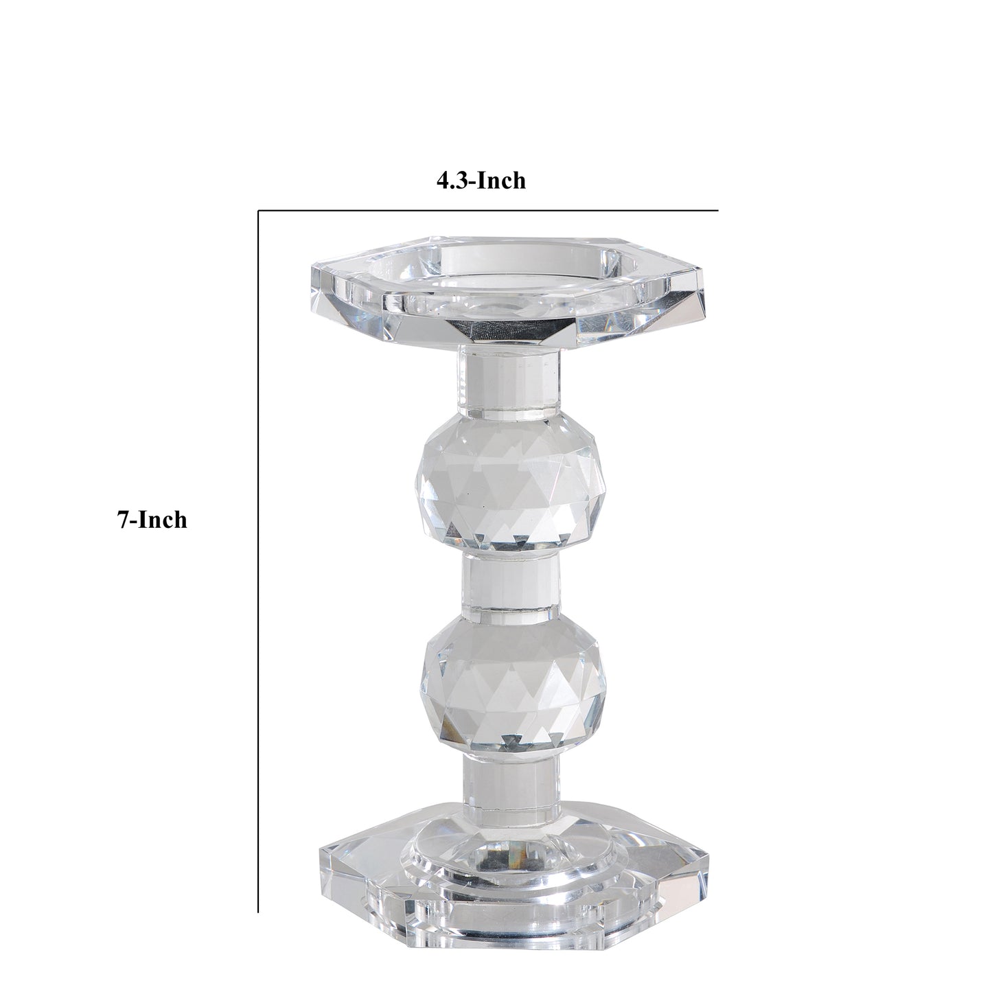 7 Inch Candle Holder Crystal Glass Solid Turned Pillar Clear