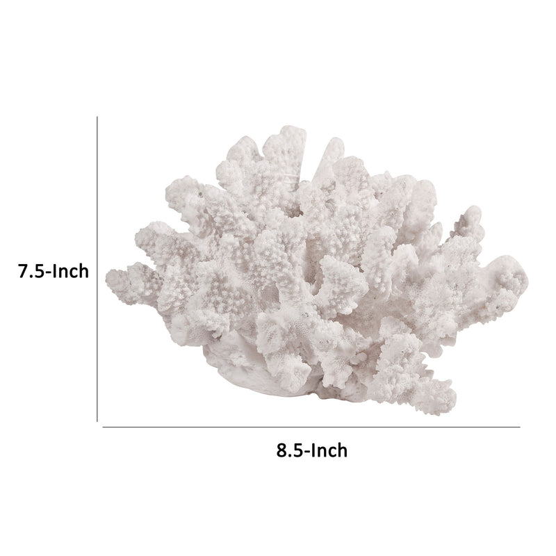 Lily 9 Inch Faux Coral Accent Sculpture Polyresin Table Decoration White-zoom-