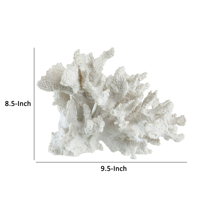 Lily 10 Inch Faux Coral Accent Sculpture Polyresin Decorative Piece White-zoom-