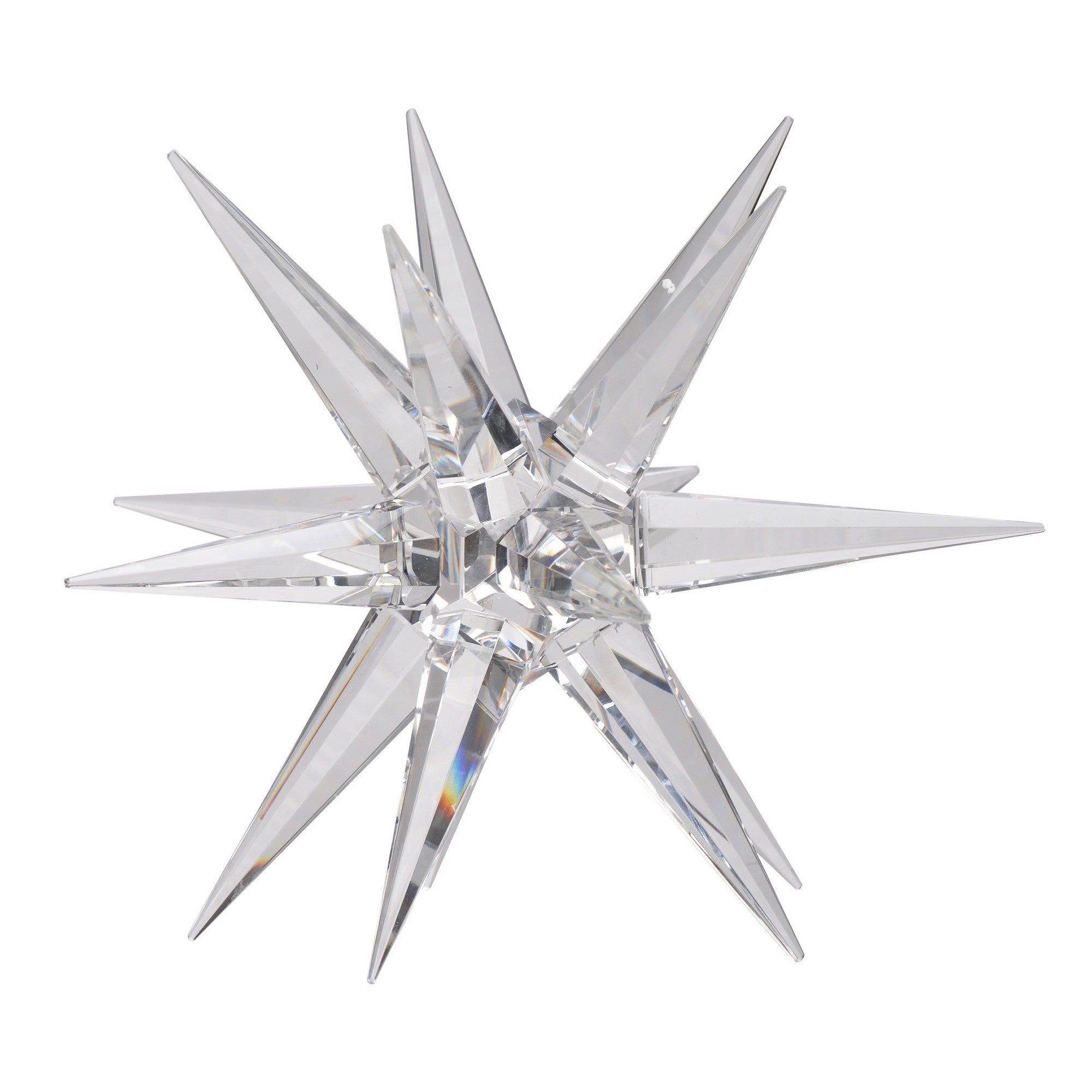 10 Inch Glass Star Accent Decor For Tabletop Elegant Clear Crystalline