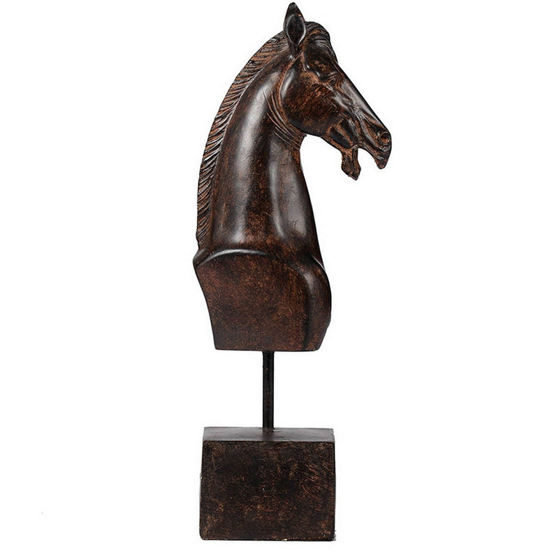 Don 11 Inch Horse Bust Statuette Tabletop Accent Decor Brown Resin Metal-zoom-