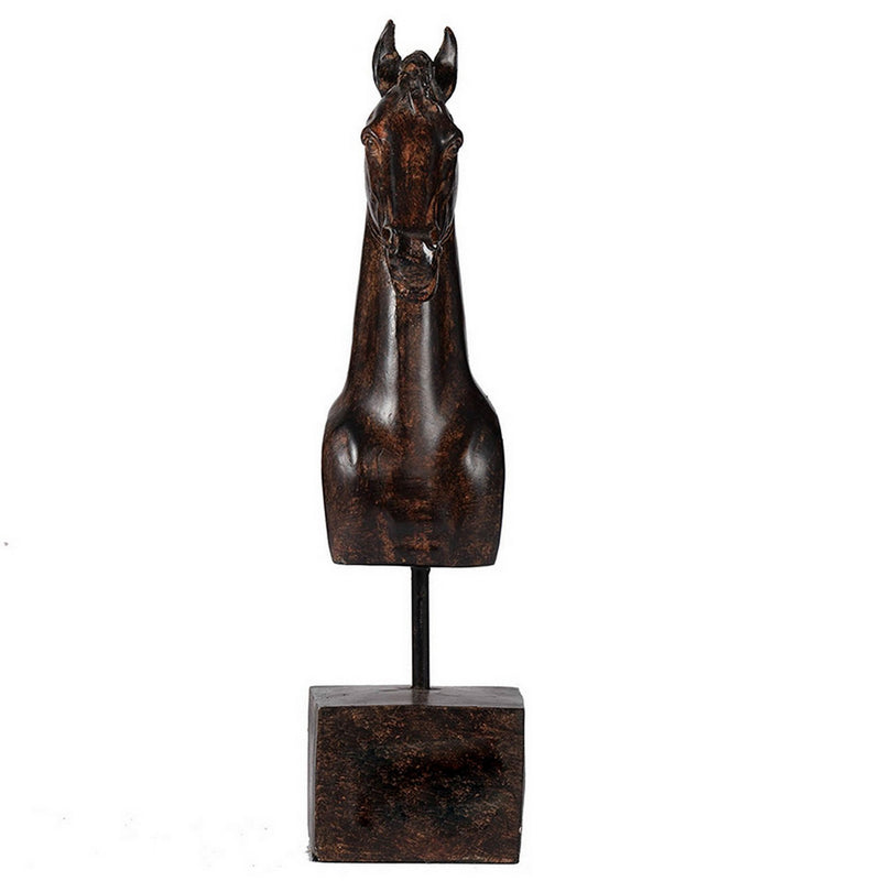 Don 11 Inch Horse Bust Statuette Tabletop Accent Decor Brown Resin Metal-zoom-