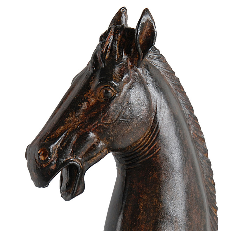 Don 11 Inch Horse Bust Statuette Tabletop Accent Decor Brown Resin Metal-zoom-