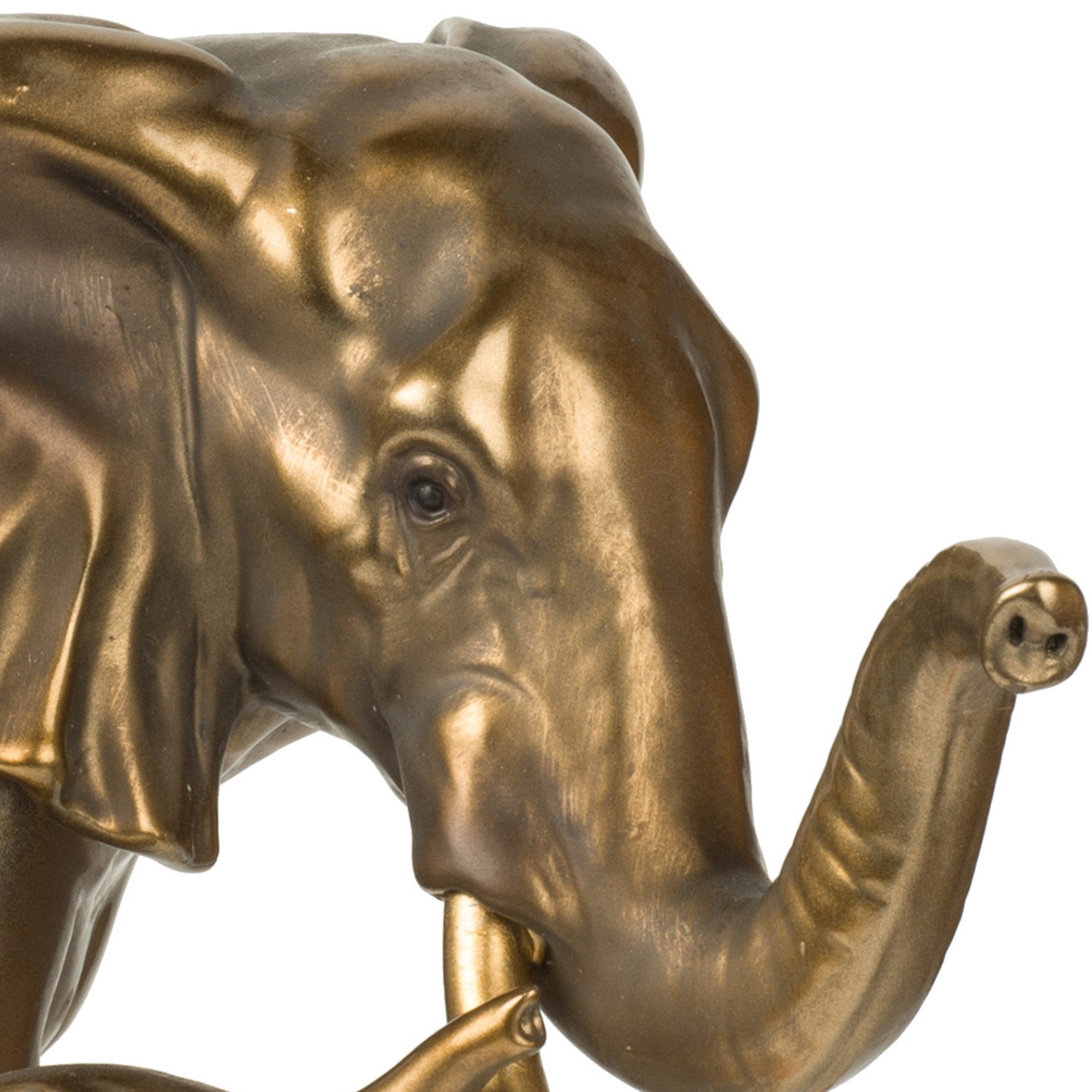 Don 12 Inch Elephant And Baby Statuette Table Accent Decor Gold Polyresin-zoom-3