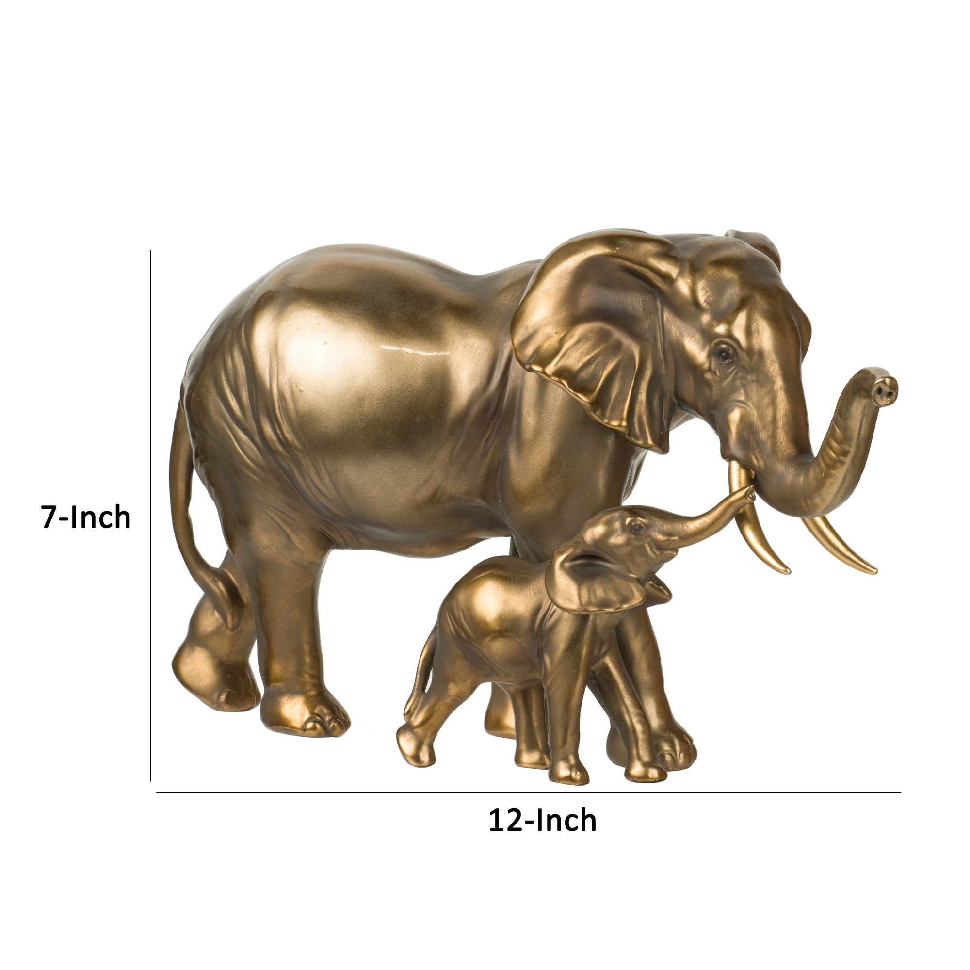 Don 12 Inch Elephant And Baby Statuette Table Accent Decor Gold Polyresin-zoom-5