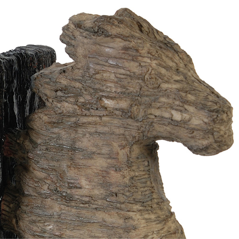Ari Set of 2 Classic Bookends, Horse Bust, Polyresin, Metal, Brown, Black-zoom-