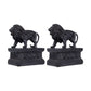 Ari Set of 2 Classic Bookends, Lion Statuette Figurines, Glossy Black Resin