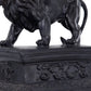 Ari Set of 2 Classic Bookends, Lion Statuette Figurines, Glossy Black Resin