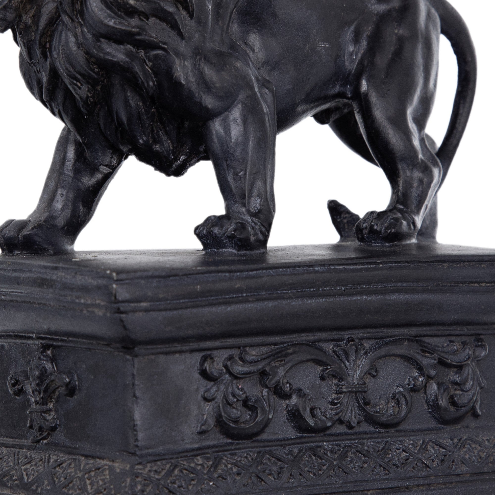 Ari Set of 2 Classic Bookends, Lion Statuette Figurines, Glossy Black Resin-zoom-2