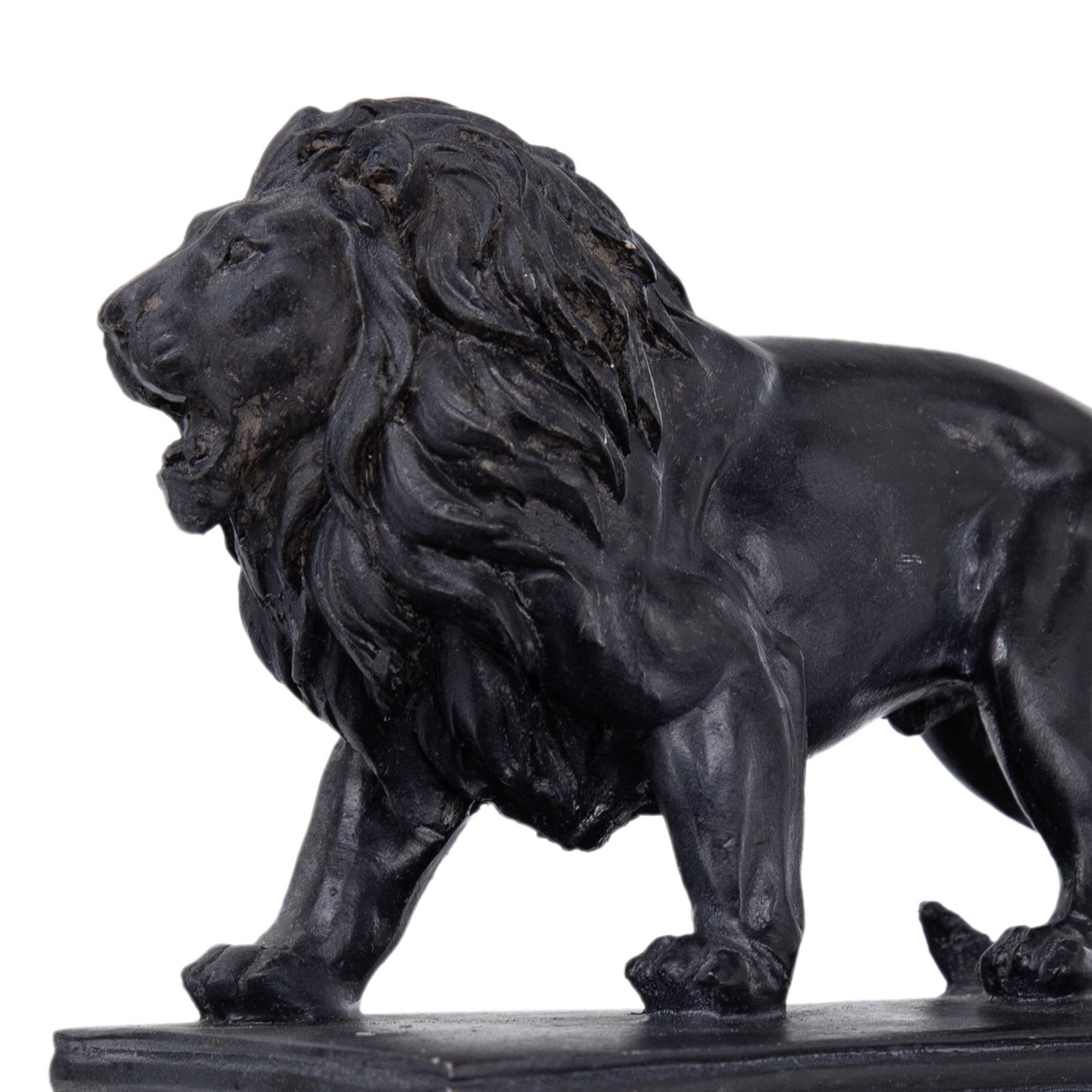 Ari Set of 2 Classic Bookends, Lion Statuette Figurines, Glossy Black Resin-zoom-3