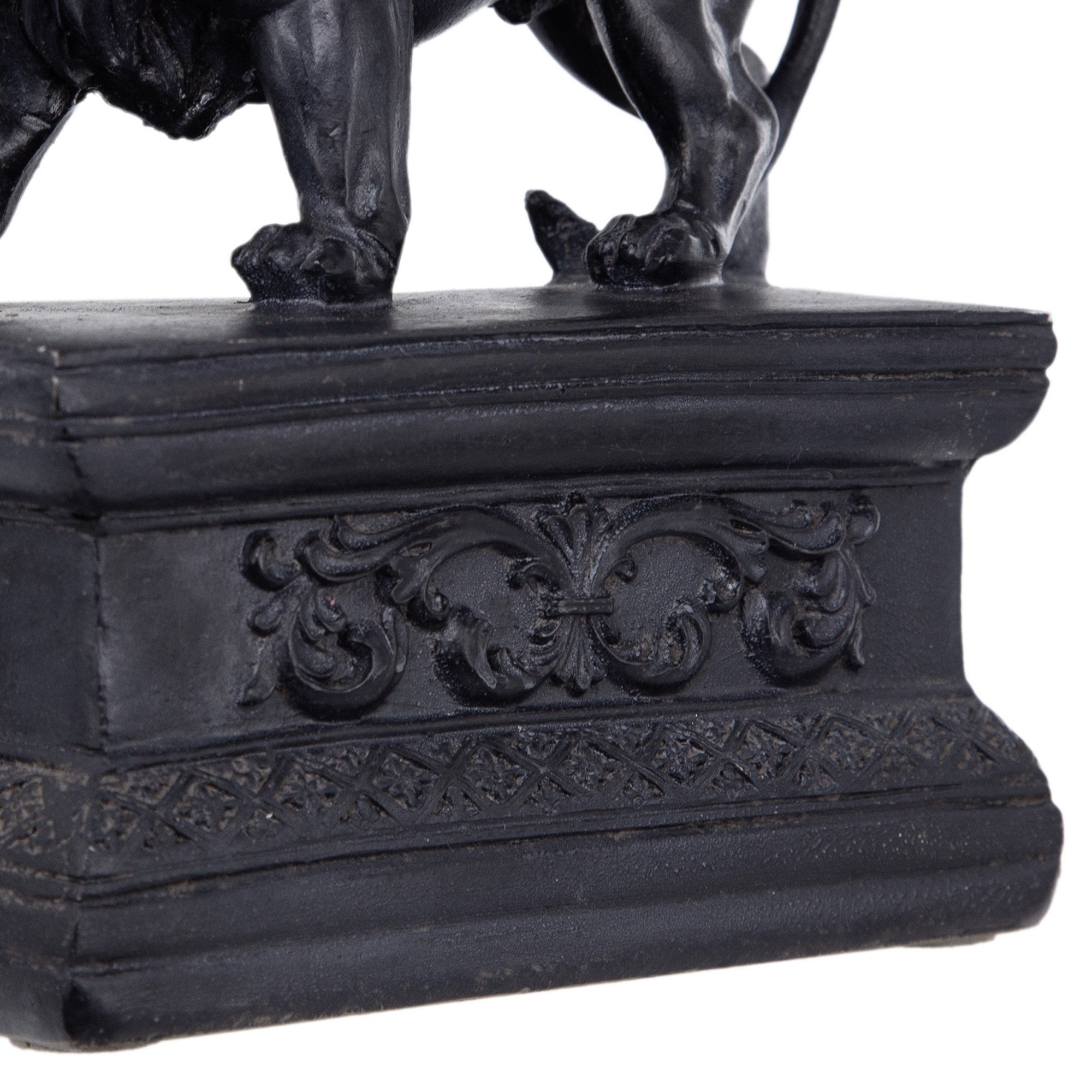 Ari Set of 2 Classic Bookends, Lion Statuette Figurines, Glossy Black Resin-zoom-4