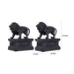 Ari Set of 2 Classic Bookends, Lion Statuette Figurines, Glossy Black Resin