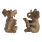Ari Set of 2 Bookends, Reading Elephant Statuettes, Classic, Brown Resin