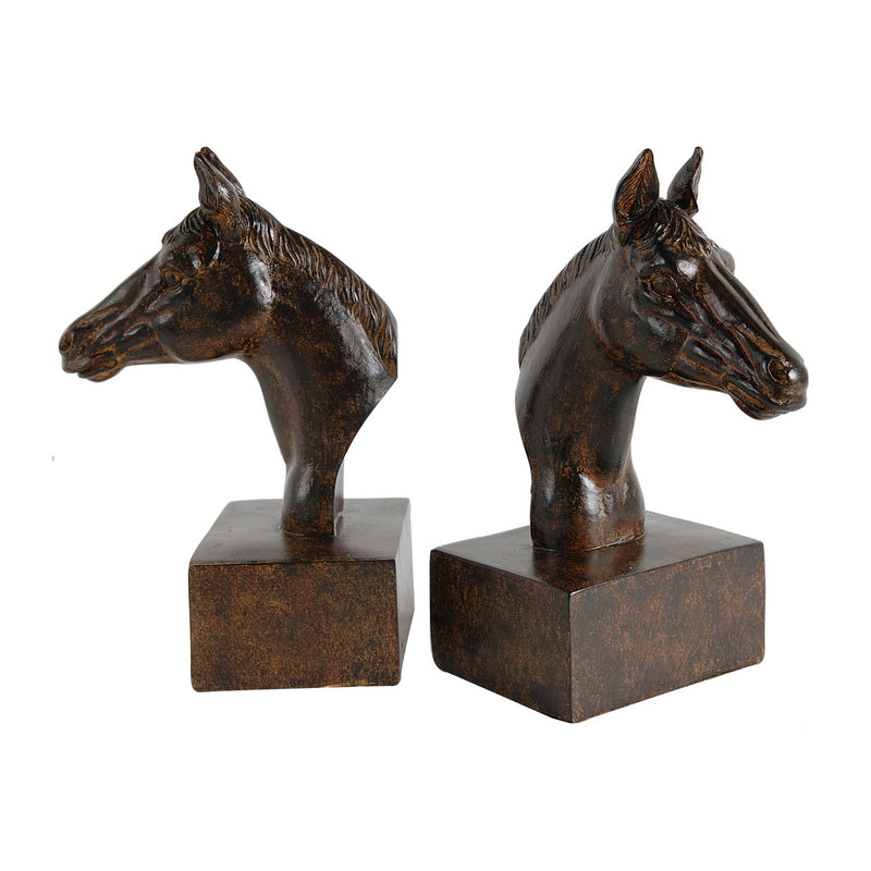 Ari Set of 2 Bookends, Elegant Realistic Horse Bust FIgurines, Dark Brown-zoom-