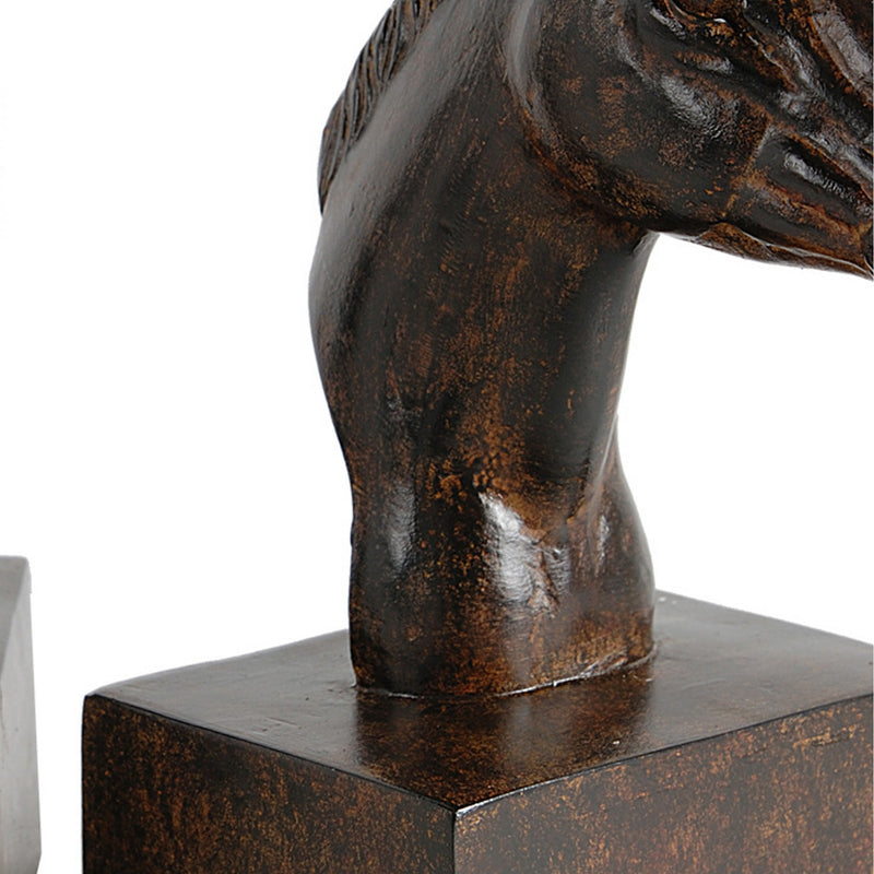 Ari Set of 2 Bookends, Elegant Realistic Horse Bust FIgurines, Dark Brown-zoom-