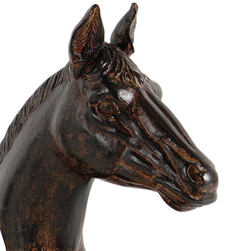 Ari Set of 2 Bookends, Elegant Realistic Horse Bust FIgurines, Dark Brown-zoom-