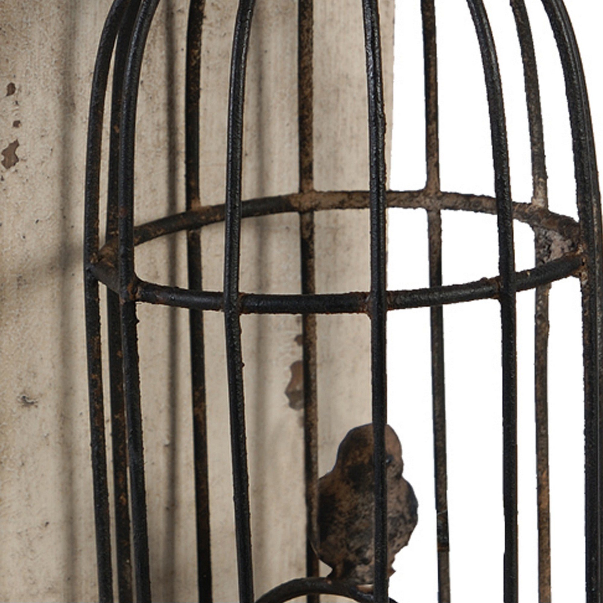 Ari Set of 2 Classic Bookends, Birdcage, Iron and Fir Wood, Black, Brown-zoom-2