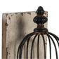 Ari Set of 2 Classic Bookends, Birdcage, Iron and Fir Wood, Black, Brown
