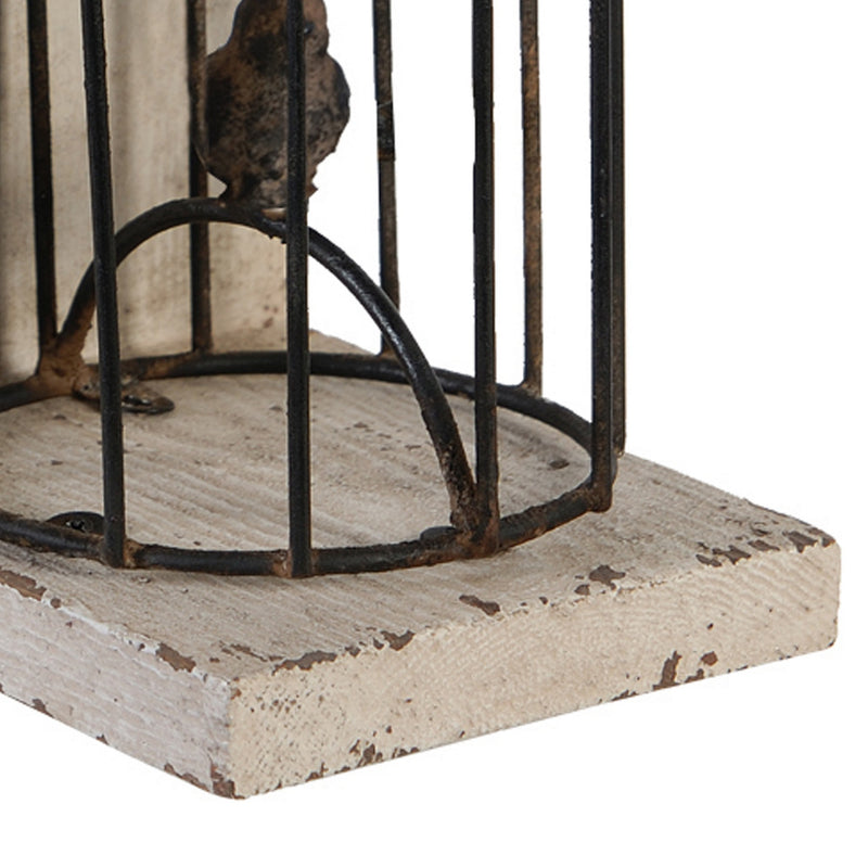 Ari Set of 2 Classic Bookends, Birdcage, Iron and Fir Wood, Black, Brown-zoom-