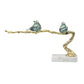 Sue 25 Inch Accent Decor Sculpture 2 Birds Sitting On Branch Gold White