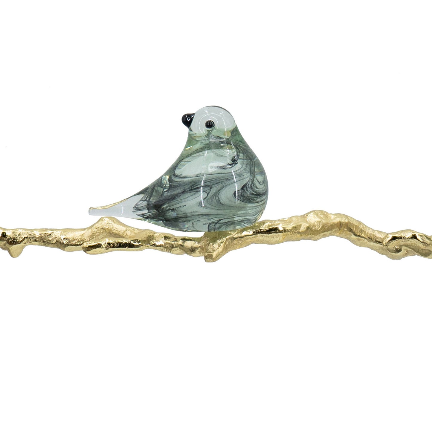 Sue 25 Inch Accent Decor Sculpture 2 Birds Sitting On Branch Gold White
