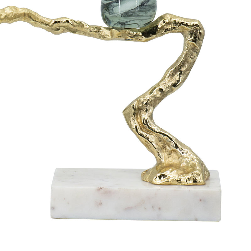 Sue 25 Inch Accent Decor Sculpture 2 Birds Sitting On Branch Gold White-zoom-