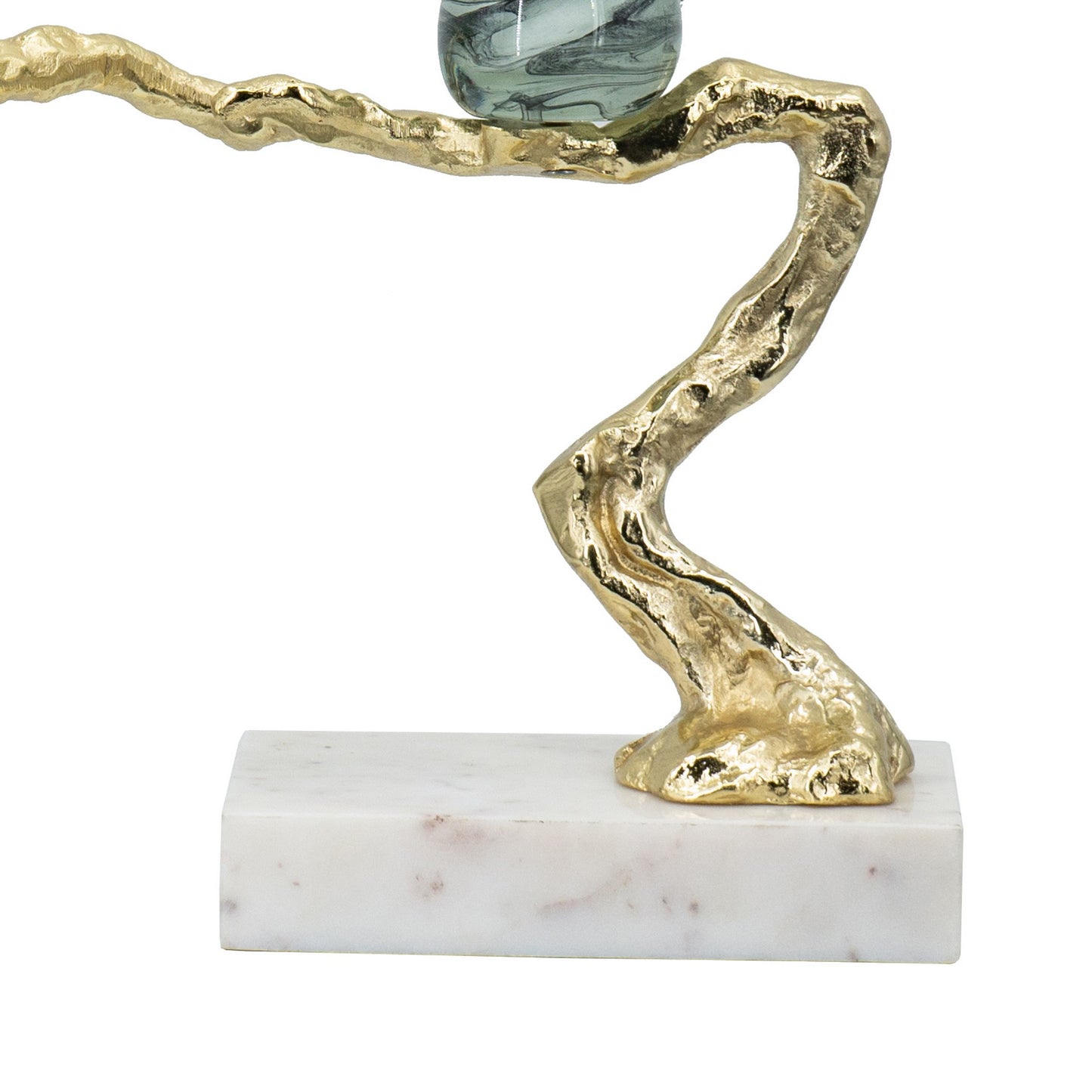 Sue 25 Inch Accent Decor Sculpture 2 Birds Sitting On Branch Gold White