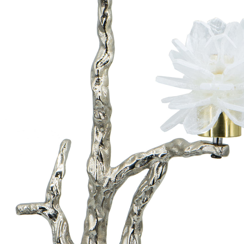 Sue 15 Inch Accent Decor Figurine Bird On A Branch Flower Black Silver-zoom-