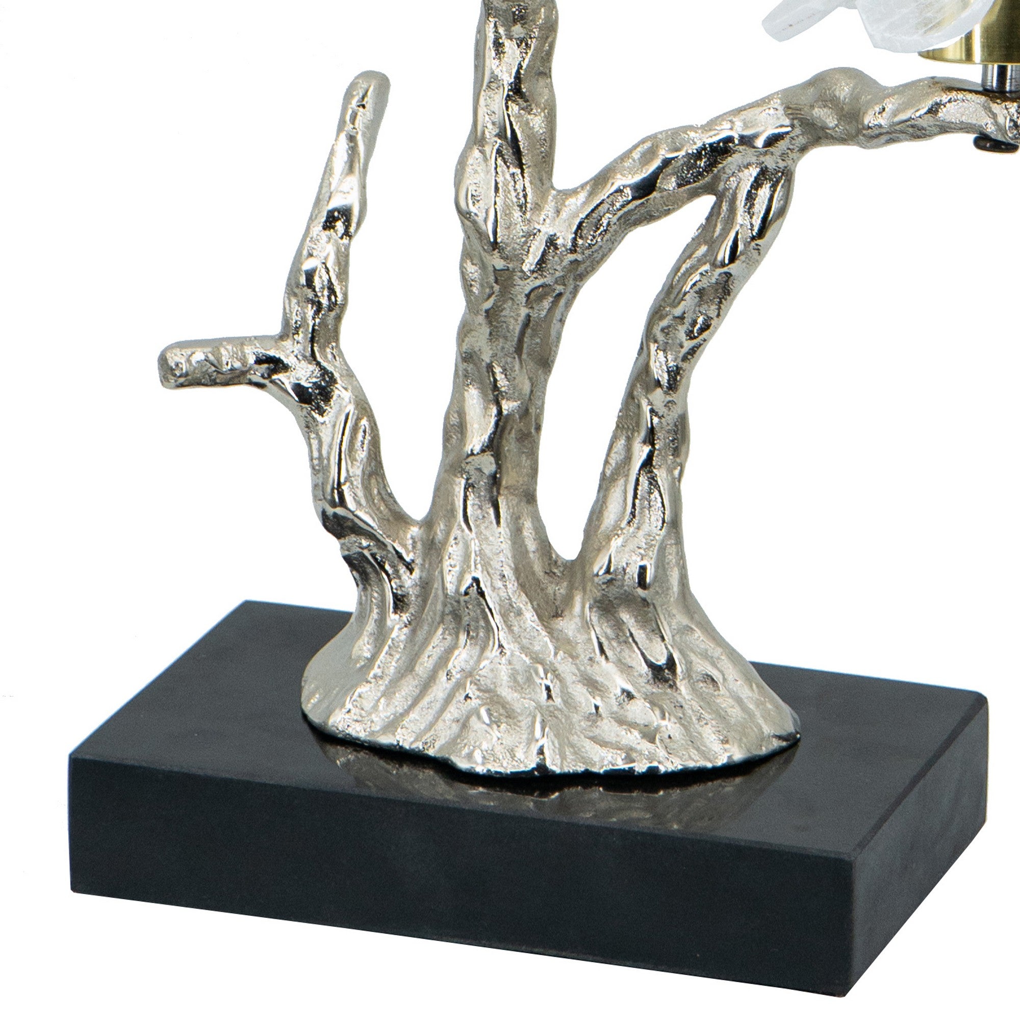 Sue 15 Inch Accent Decor Figurine Bird On A Branch Flower Black Silver-zoom-4
