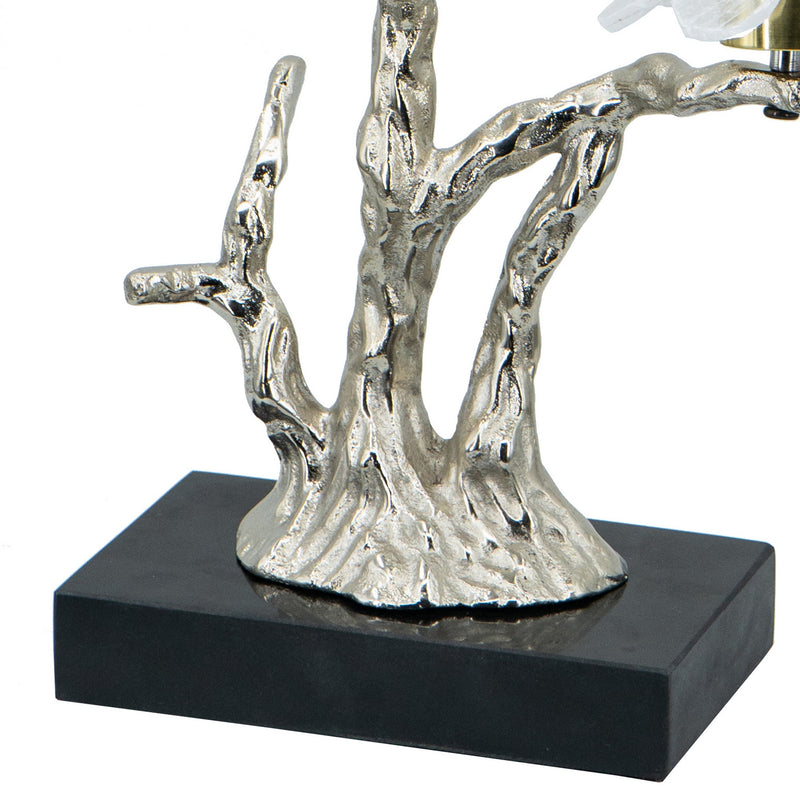 Sue 15 Inch Accent Decor Figurine Bird On A Branch Flower Black Silver-zoom-