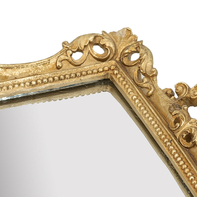16 Inch Serving Tray Decorative Mirrored Bottom Carved Gold Frame-zoom-