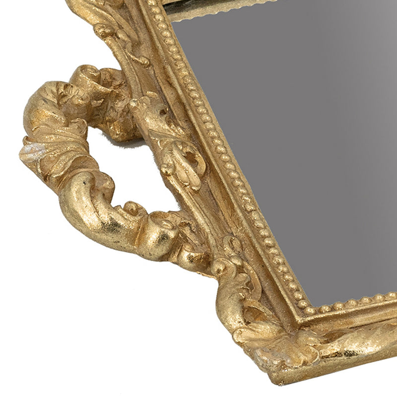 16 Inch Serving Tray Decorative Mirrored Bottom Carved Gold Frame-zoom-