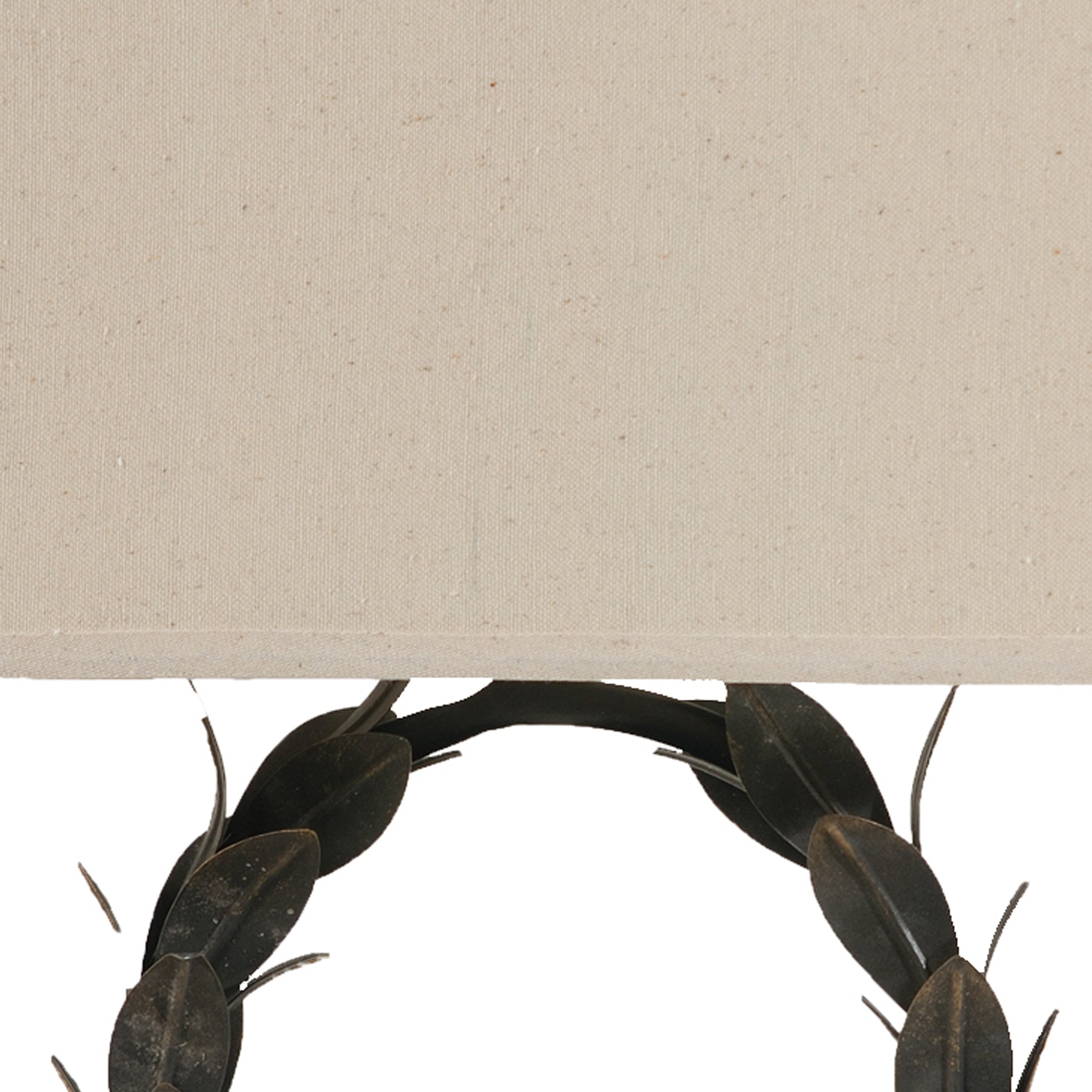26 Inch Artisanal Table Lamp Laurel Wreath Iron Frame Off White Black-zoom-3