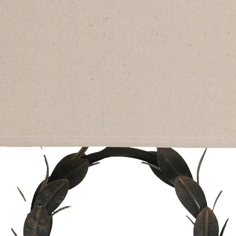 26 Inch Artisanal Table Lamp Laurel Wreath Iron Frame Off White Black-zoom-