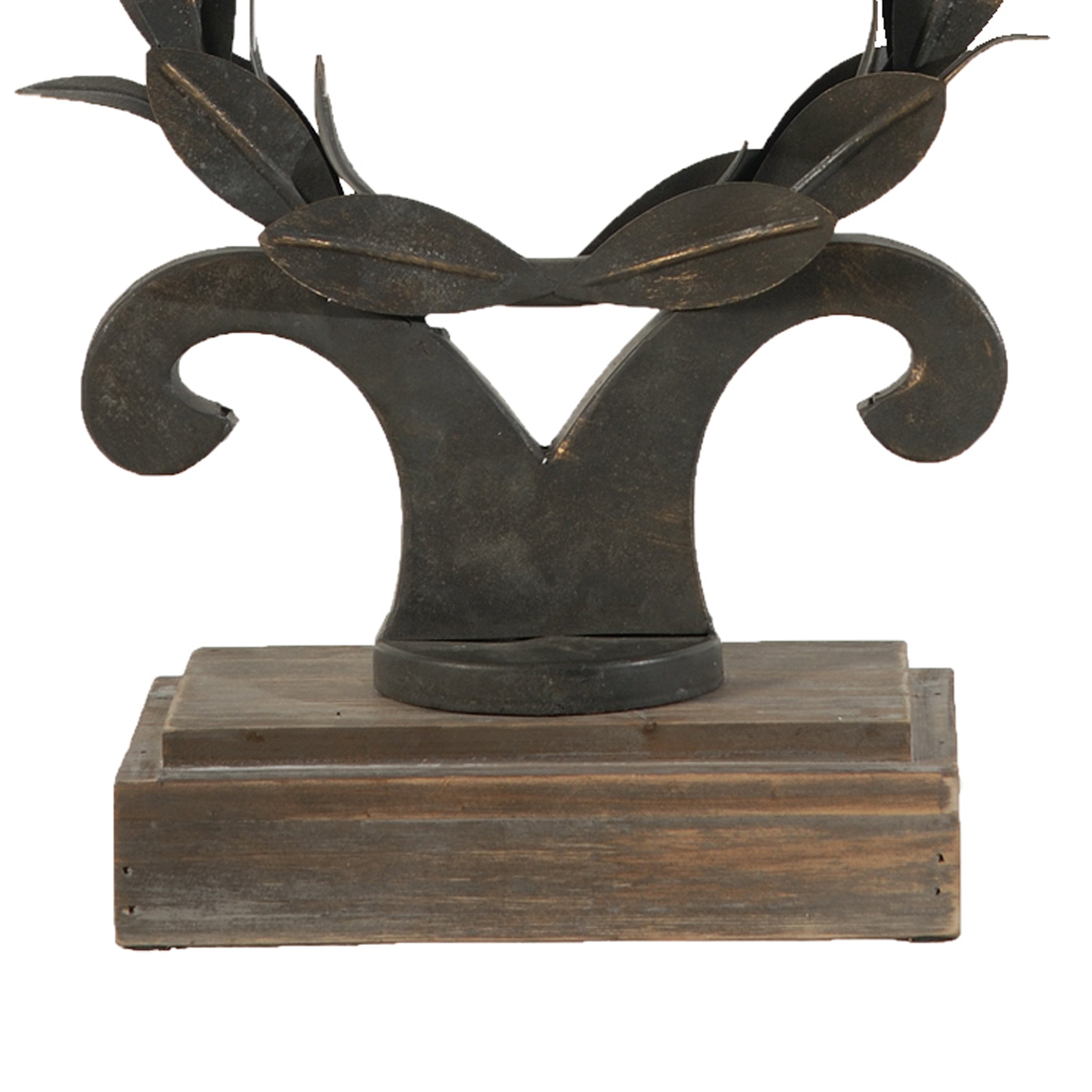 26 Inch Artisanal Table Lamp Laurel Wreath Iron Frame Off White Black-zoom-4