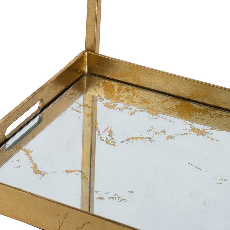 Jael 68 Inch Shelf With Clock 4 Mirrored Tray Shelves Iron Frame Gold-zoom-