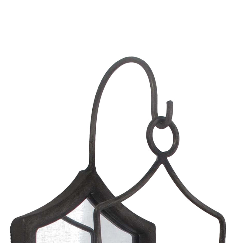 16 Inch Wall Sconce Candle Holder Mirrored Metal Wood Frame Matte Black-zoom-