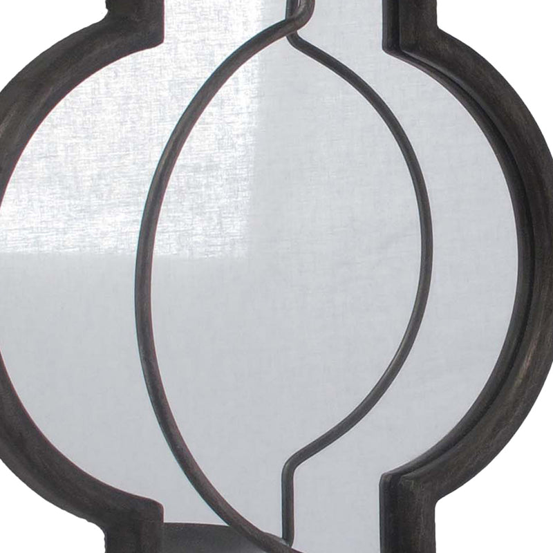 16 Inch Wall Sconce Candle Holder Mirrored Metal Wood Frame Matte Black-zoom-