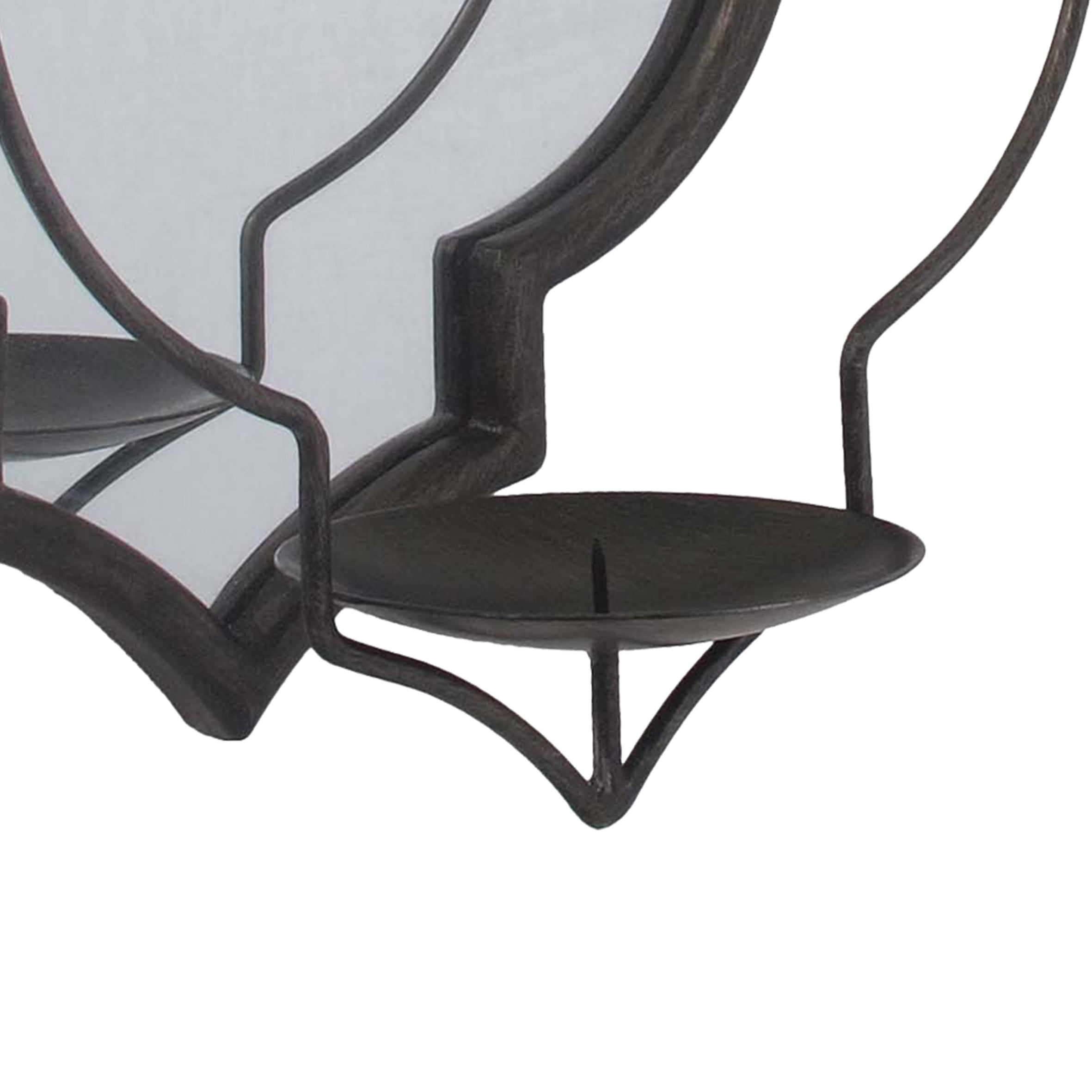 16 Inch Wall Sconce Candle Holder Mirrored Metal Wood Frame Matte Black-zoom-4