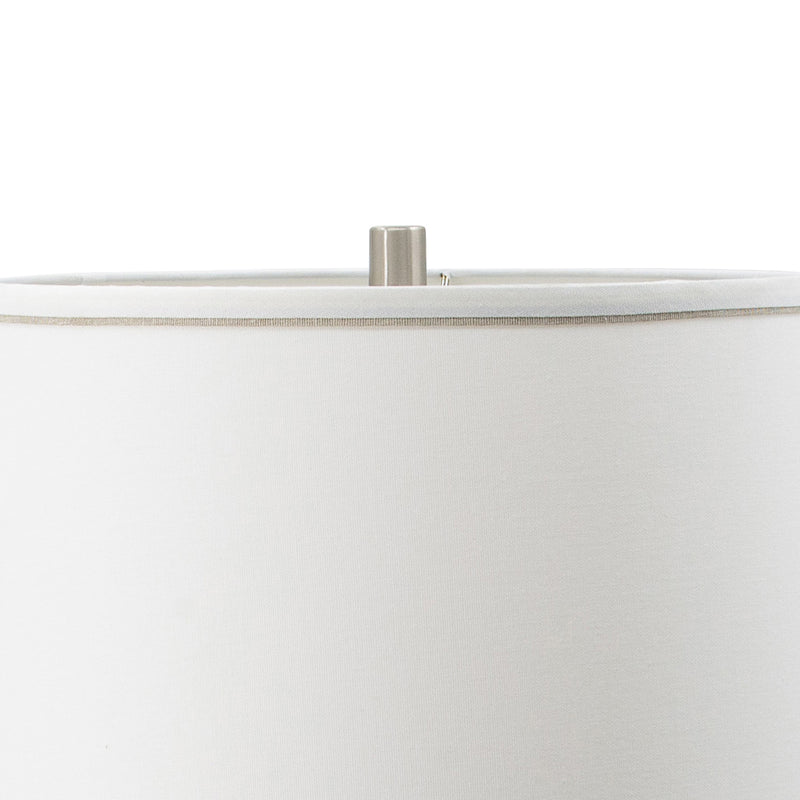 30 Inch Accent Table Lamp Fabric Shade Metal Glass Frame White Gray-zoom-