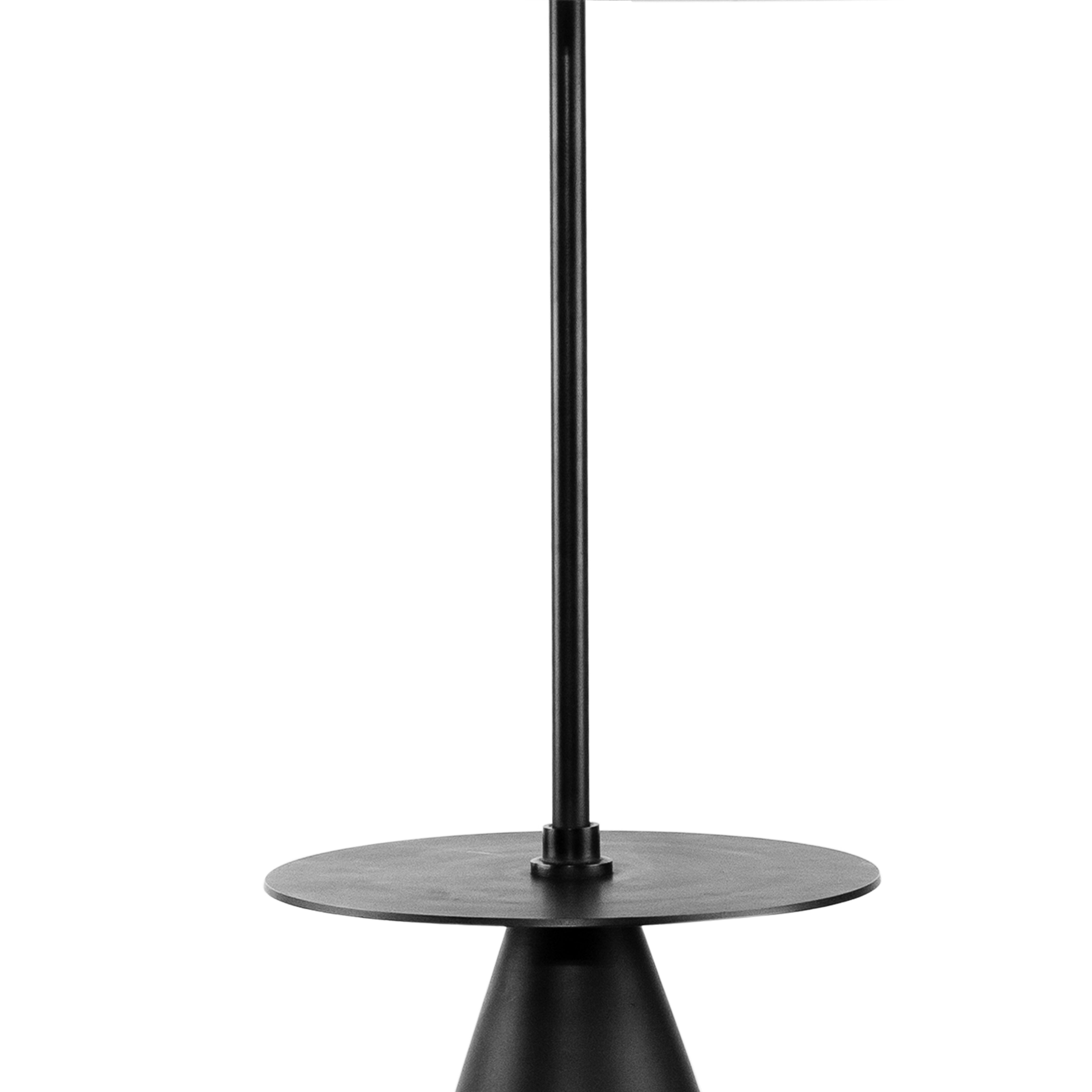 61 Inch Modern Floor Lamp Round Drum Shade Aluminum Frame White Black-zoom-3