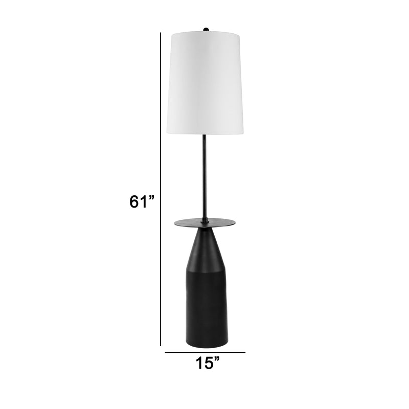 61 Inch Modern Floor Lamp Round Drum Shade Aluminum Frame White Black-zoom-