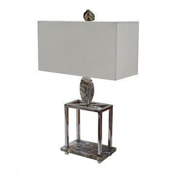 27 Inch Table Lamp Agate Accents Off White Rectangular Shade Chrome