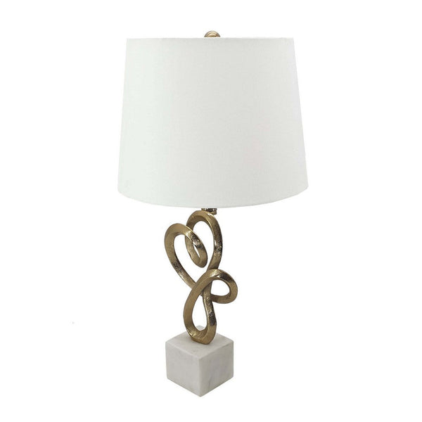23 Inch Modern Accent Table Lamp White Linen Shade Luxury Gold Iron Frame-zoom-1