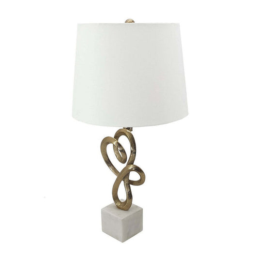 23 Inch Modern Accent Table Lamp White Linen Shade Luxury Gold Iron Frame