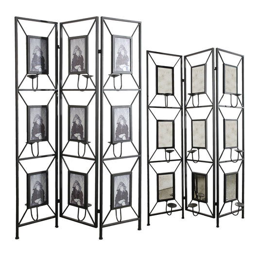 71 Inch Folding Screen Room Divider, Photo Frame Panels, Modern, Black